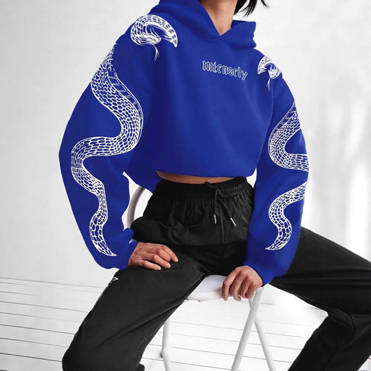 Printed Hooded Pullover Loose Retro Sweater