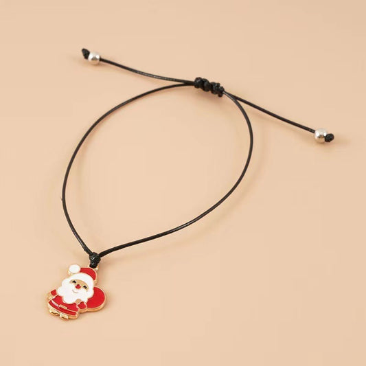 Cross-border exclusive bracelet European and American hot sale Christmas alloy Christmas series pendant adjustable hand-woven bracelet