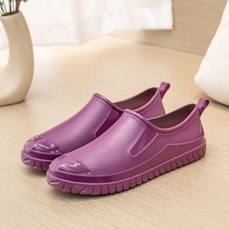 Thickened New Rain Boots Women's Four Seasons Yuanbao Shallow Water Shoes Middle-aged Short Tube Waterproof Non-slip fleece-lined Warm Rubber Rain Boots