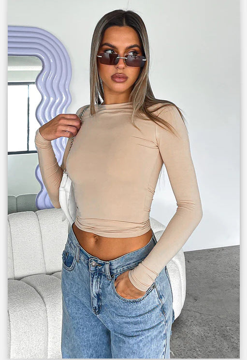Versatile Irregular Slim Fit Bottoming Top Slim-fit Long Sleeve