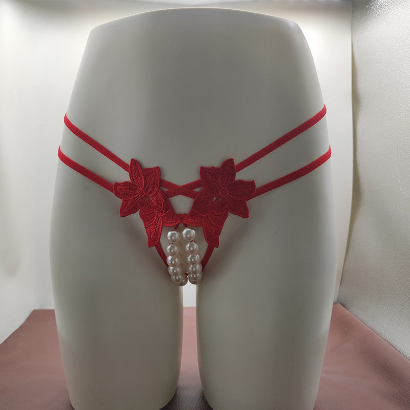 Plus size sexy thong online celebrity sexy transparent oversized double row bead massage transparent temptation open-end free off underwear