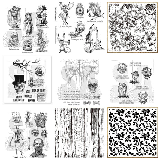 Halloween Decorations Amazon Best-Selling Skull Series Transparent Seal Handbook Decoration Scrapbook Creative Retro