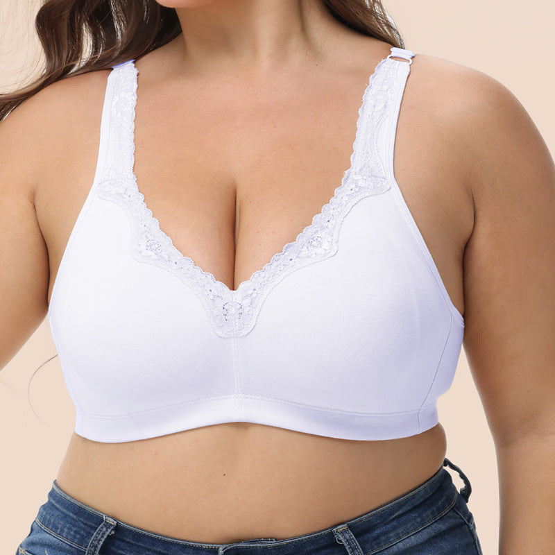 150kg Breathable Full-Cup Lace Trim Comfortable Plus-Size Bra for Large Busts, Makes Bust Look Smaller, Cross-Border European and American Lingerie, g Cup