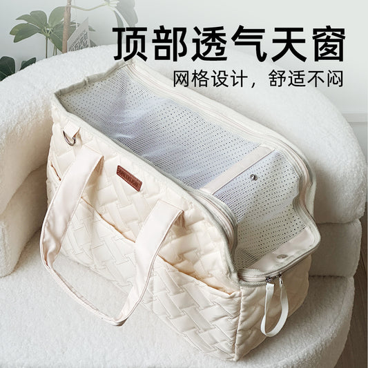 Cat Bag Outgoing Portable Breathable Shoulder Breathable Small Dog Bag Portable Lightweight Canvas Cat Pet Crossbody Backpack
