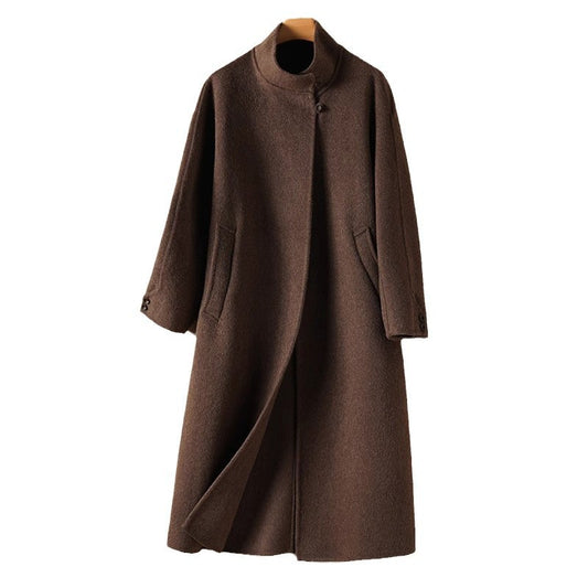 Long Stand-up Collar High-grade Double-sided Woolen Coat
