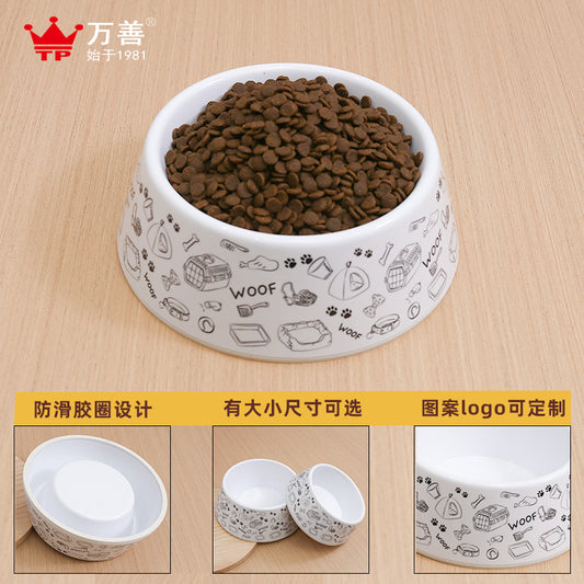 Melamine pet bowl wholesale ins style high-looking dog non-slip rice bowl medium and small dog Teddy golden retriever drop-resistant bowl