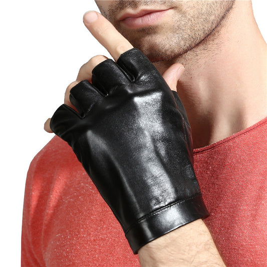 Motorcycle Sheepskin Half-Finger Gloves Men's Summer Thin Driving and Cycling Motorcycle Outdoor Riding Fitness Tactical Fingerless