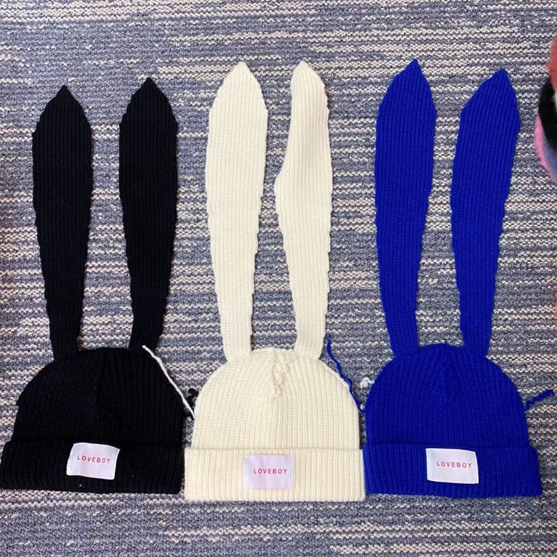 Special-interest Design Long Ears Rabbit Knitted Woolen Cap Cute Warm Hat