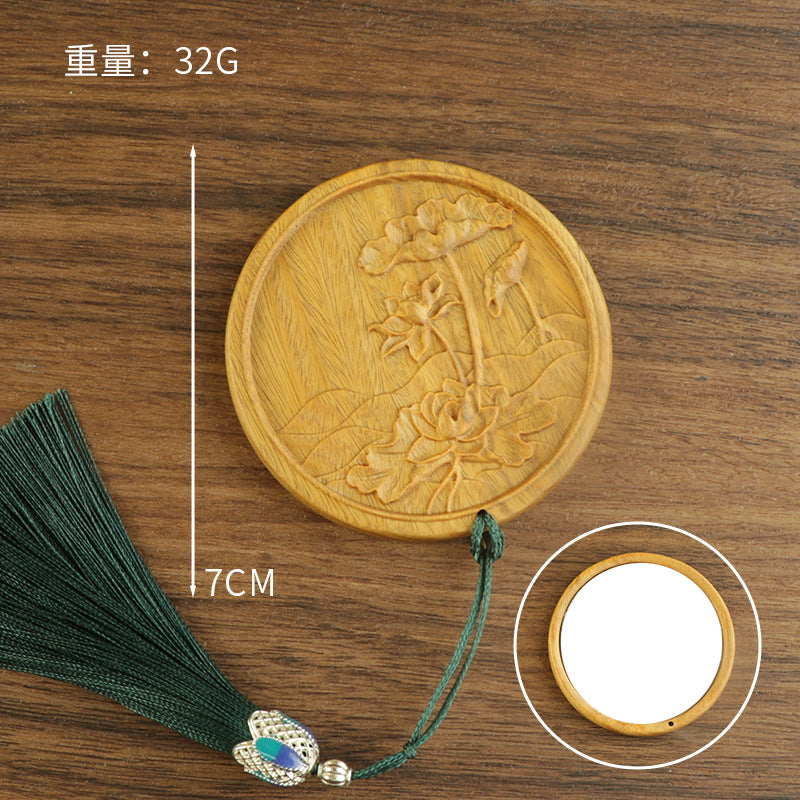 Golden silk sandalwood lotus fish carved massage comb scalp head massage wide tooth comb small comb solid wood comb meridian comb