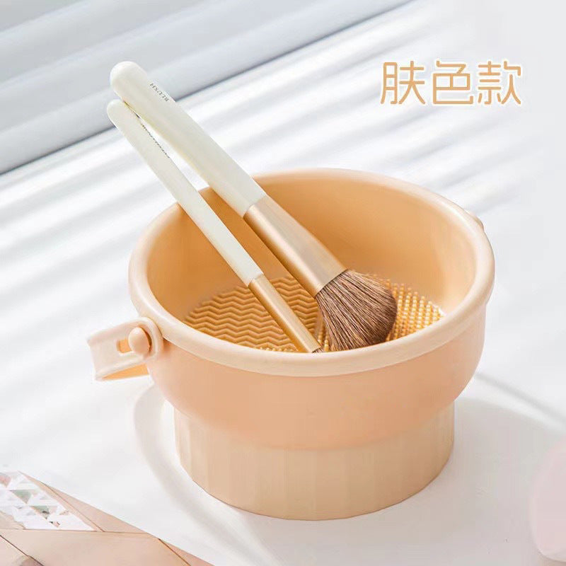 Makeup Brush Cleaning Bowl Cleaning Box Silicone Beauty Egg Cleaning Set Scrubbing Bowl Storage Rack Drying Tool Set