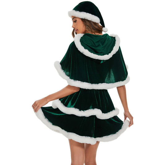 European Size Shawl Christmas Outfit, New Style Girls' Party Cosplay Christmas Costume, Christmas Clothing