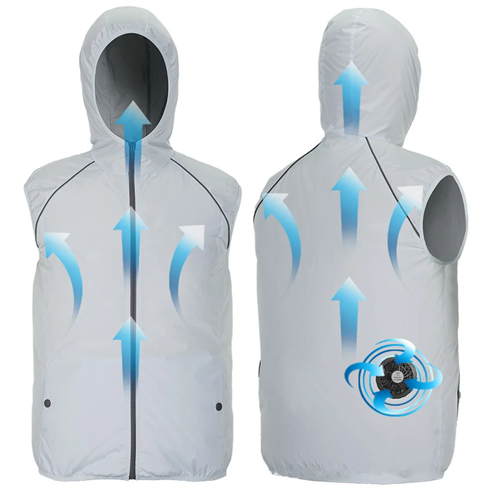 Summer Cooling Vest Women's Fan Air Conditioning Clothes Fashion Couple Sleeveless Waistcoat Hoodie Coat Sunscreen Work Clothes