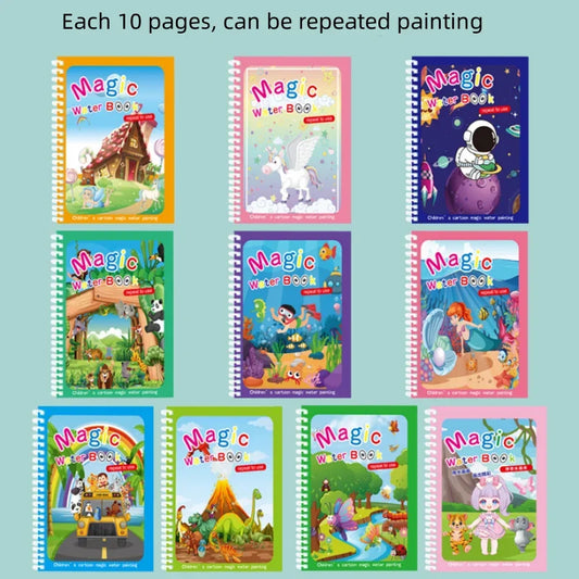 Magic Water Drawing Book for Kids Montessori Children's Reusable Coloring Book Sensory Early Educational Learning Painting Toys