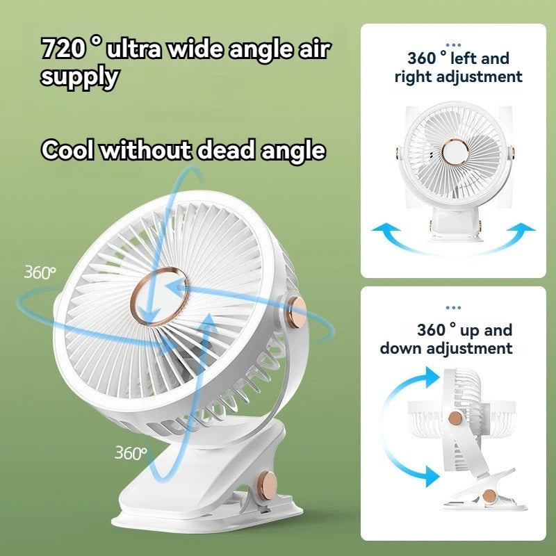 Simple clip-on small fan, student dormitory bed, night light clip fan, office desktop, USB charging clip, light electric fan
