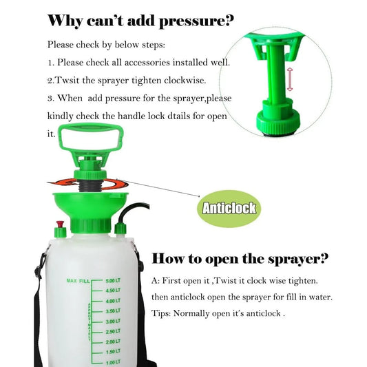 5L Garden Pressure Sprayer – Portable Hand Pump Chemical Weed Spray Bottle