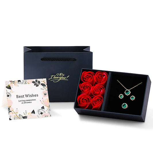 Schmuckkästchen „Ich liebe dich“, Schmuckkästchen „Unsterbliche Blume“, Rosen-Geschenkbox mit Fenster, Ring-, Ohrring-, Anhänger- und Halskettenbox, Schmuckorganizer