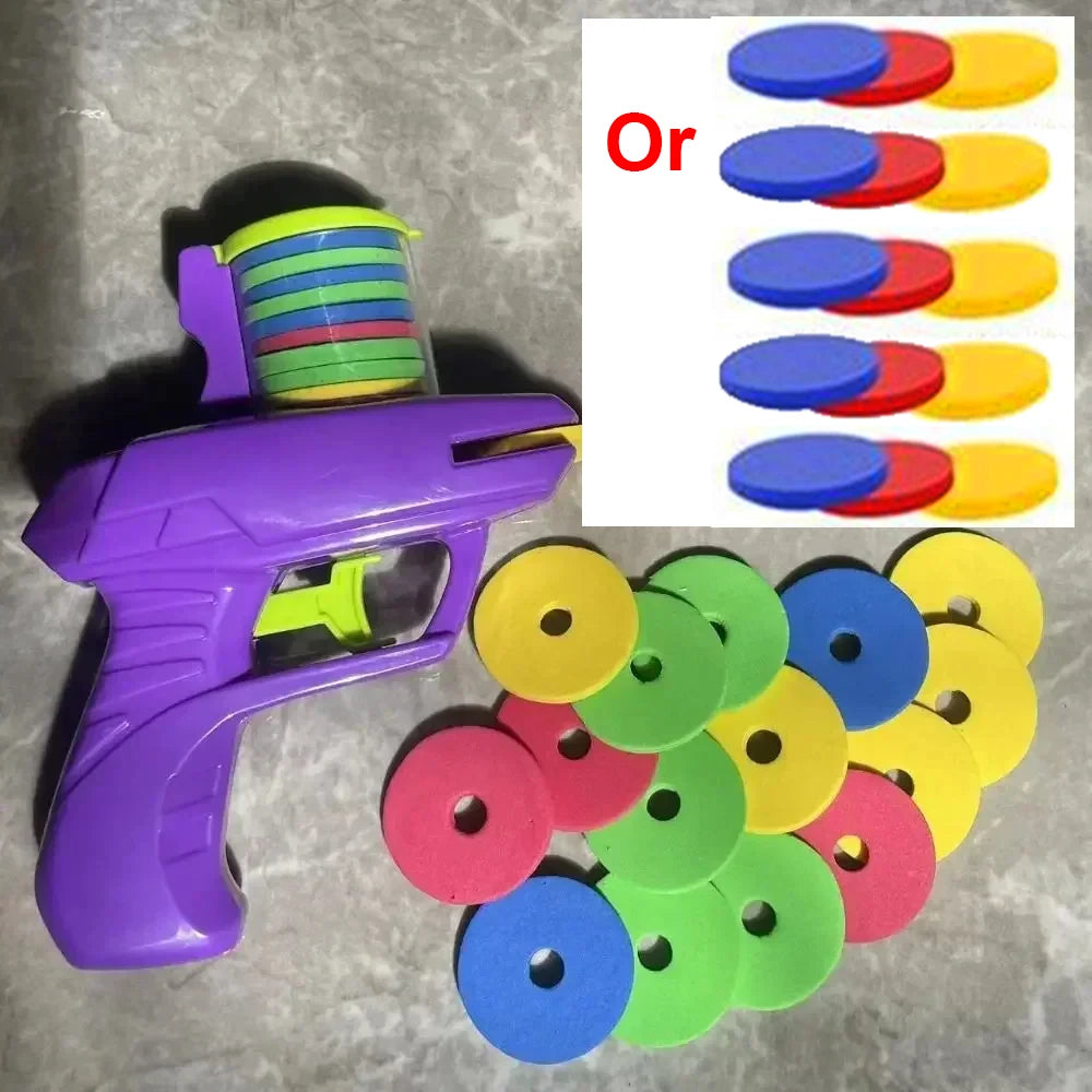 Kids Foam Disc Flying Gun Toy - Outdoor Shooting Game for Children Ages 3-12