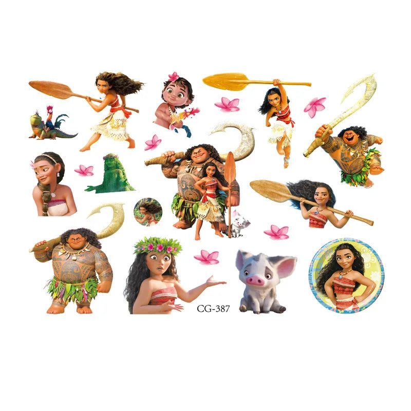 Moana 2 Disney Tattoo Stickers Children's Toys Cartoon Anime Kawaii Sticker Kids Birthday Party Decoration Boys Girls Cute Gifts
