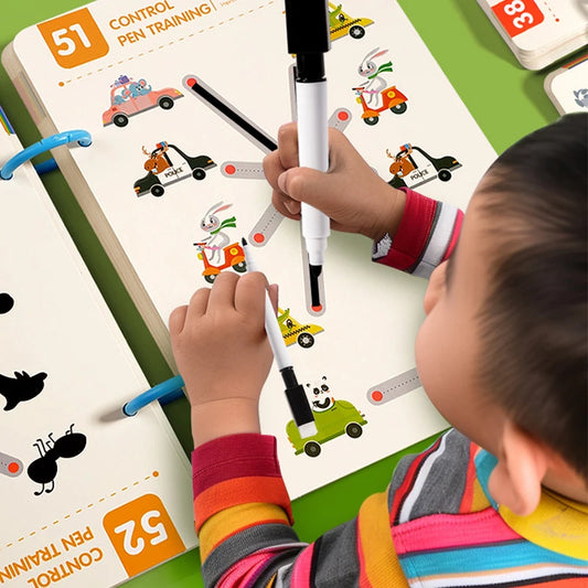 Montessori Writing Control Training Book Reusable Magical Tracing Workbook Practice Book Children Drawing Education Stationery