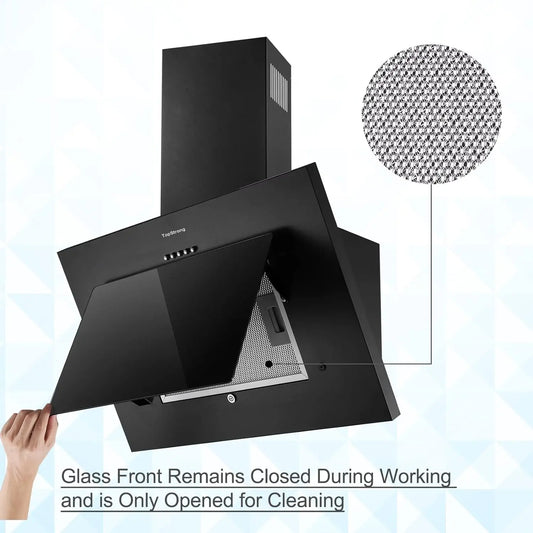 TopStrong 60cm Wall Mount Tempered Glass Stainless Steel Range Cooker Extractor Hood UKGV4760