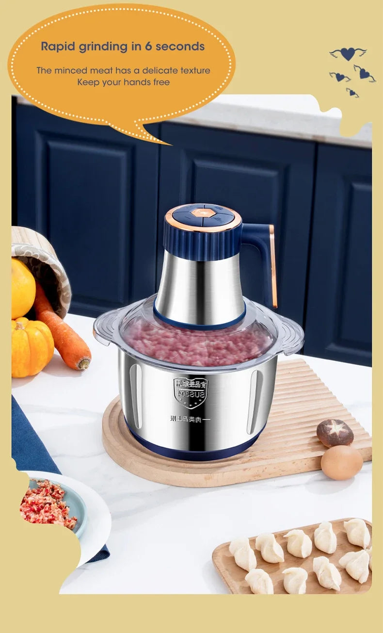 Electric Meat Grinder 304 Stainless Steel Food Processors Crusher Multifunctional Slicer Mincer Baby Food Processor