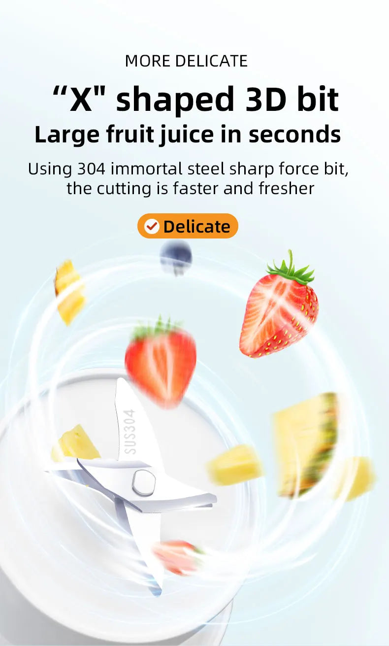 500ML Portable Blender Electric Juicer Fruit Mixers USB Rechargeable Blender juice Cup Bottle 6 Blades