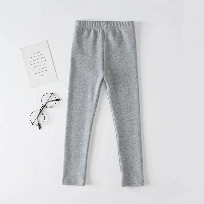 Girls Pure Cotton Long Pants - Slim Fit Thermal Underwear for Kids | Spring Autumn Base Layer