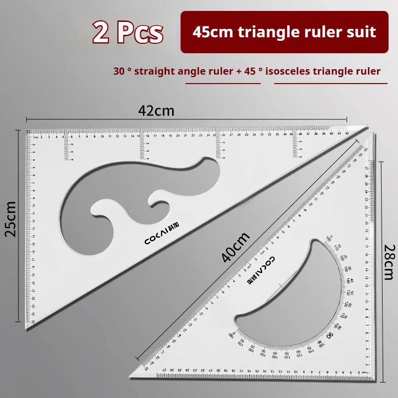 Multifunctional Triangular Ruler 18/22/27/32/37/42CM Hand-drawn Triangle Board Protractor Woodworking Interior Drawing Design