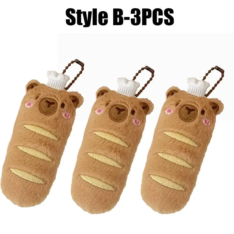 Cartoon Capybara Pendant Decoration Soft Plush Bread Key Chain Plush Stuffed Croissant Food Plush Keychain Hanging Accessory