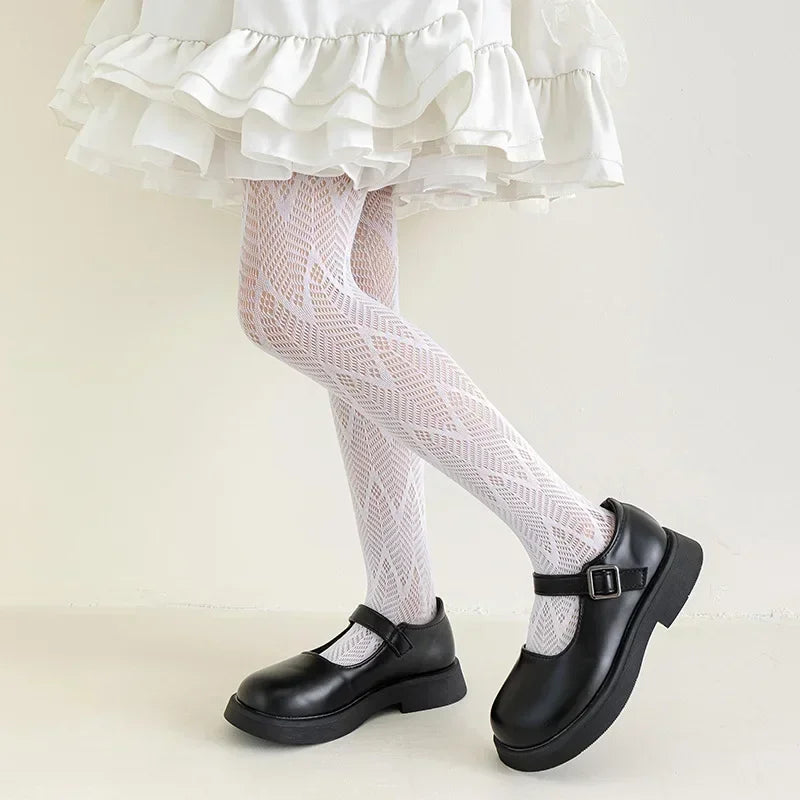 Thin Breathable Baby Girl Tights Kids Dance Stocking Sock Children School Student Uniform Tights Princess Wave Lace Pantyhose