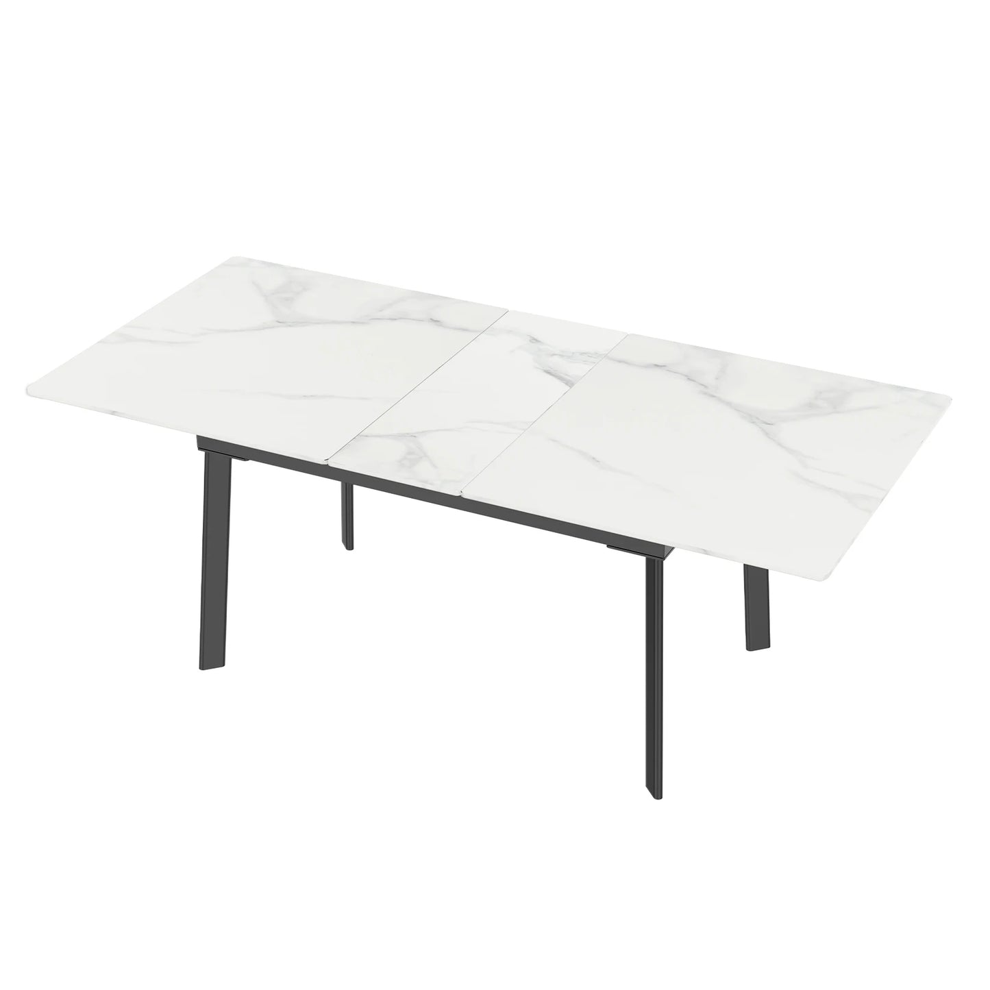 Extensible Dining Table Marble Top and Metal Frame Home Rectangular Kitchen Modern Furniture No Chairs