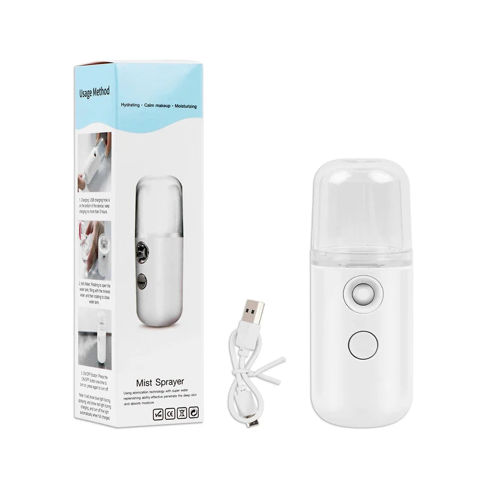 Mini Portable Humidifier Nano Mister Facial Steamer Device Beauty Spray Hydrating Apparatus Cold Spray Apparatus Rechargeable