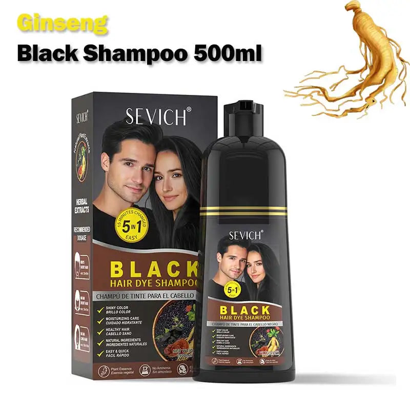 Ginger Black Hair Dye Shampoo 500ml Diy Herbal Coloring Hairs Instant Gray To Black Instant Coloring Shampoo For Women&Men