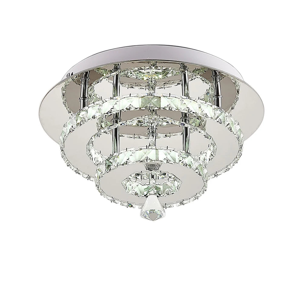 KOMORE Modern Small Crystal LED Ceiling Light, Square / Round for Office, Living Room, Bedroom, Kitchen, Hallway