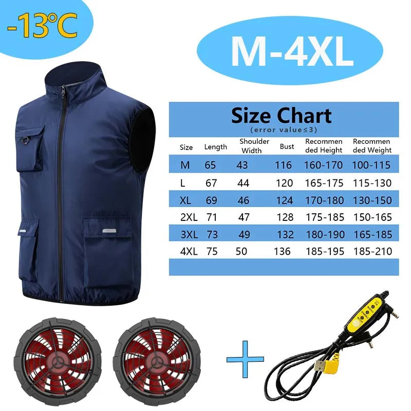 Summer Cooling Fan Workwear, Unisex Short Sleeve, Outdoor Sun Protection & Cooling Vest with Built-in Fans