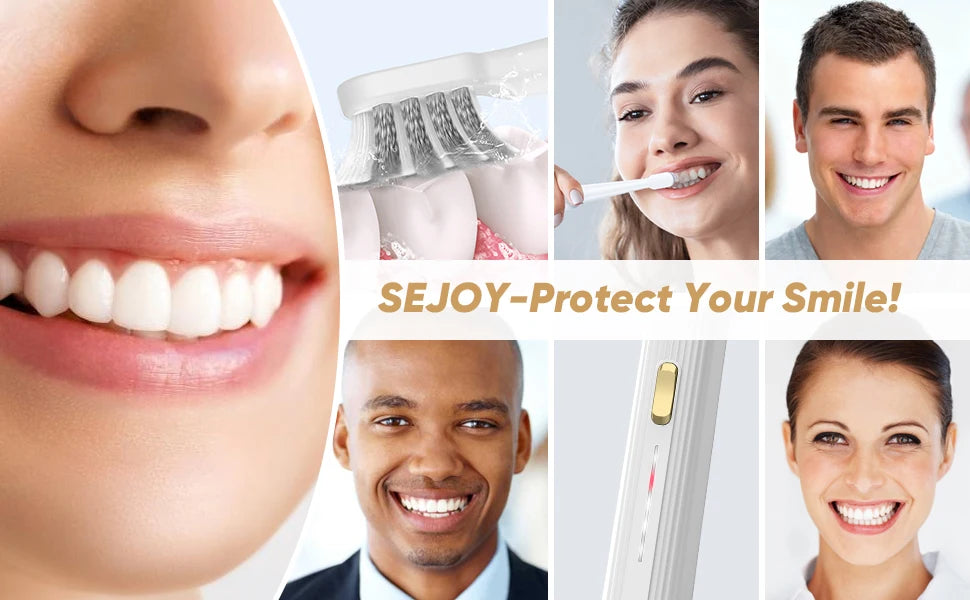 SEJOY Electric Toothbrush with 12 Brush Heads, Sonic Electric Tooth brush with 25500 VPM Deep Clean 5 Modes, Rechargeable