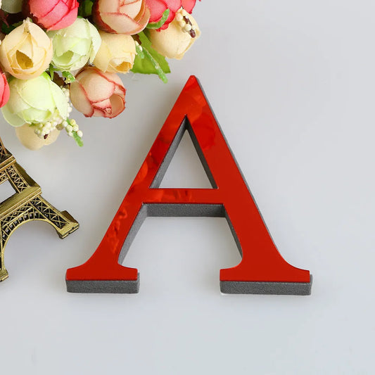 Gold English Letters Wall Stickers 20cm Acrylic Wall Art Alphabet Self-adhesive 3D Mirror+EVA Numbers Ornaments For Home Decor