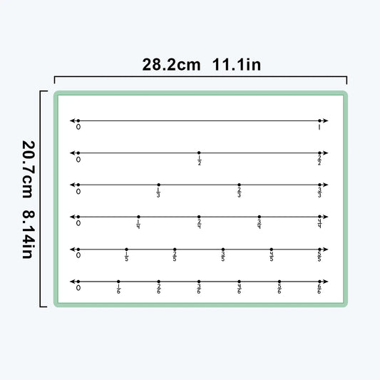 Math Fraction Practice Poster for Kids Classroom Supplies Double Sided Number Lines Mathematical Calculation Learning Charts