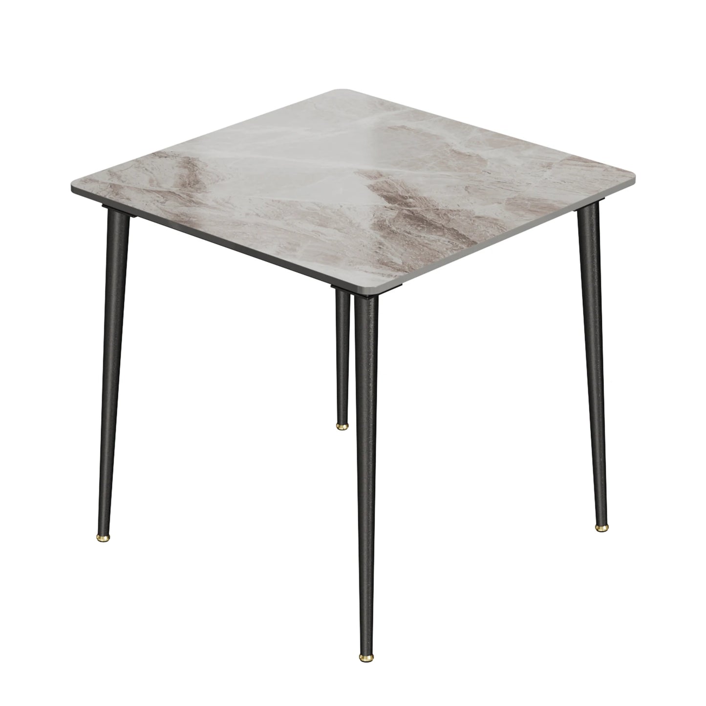 Square Restaurant Marble Dining Table Compact Dishes Serve Table with Metal Legs Kitchen Furniture for 4-6 Seats