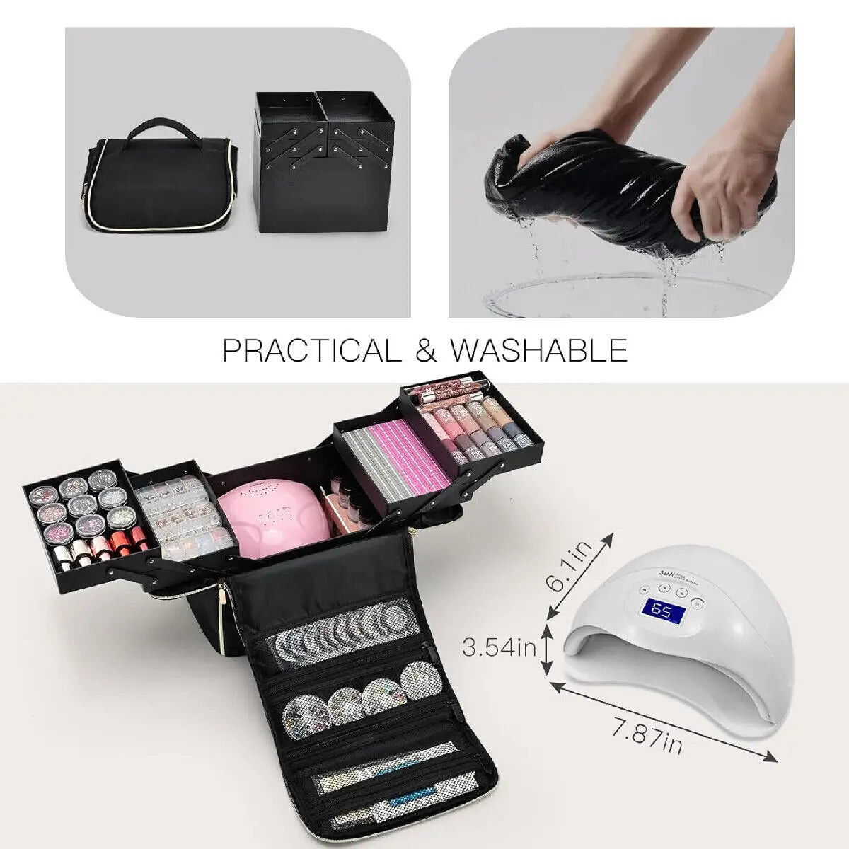 Makeup Case Portable Travel Cosmetics Make Up Storage Organizer Box Oxford clothJewelry Nail Beauty Vanity Suitcase for Women
