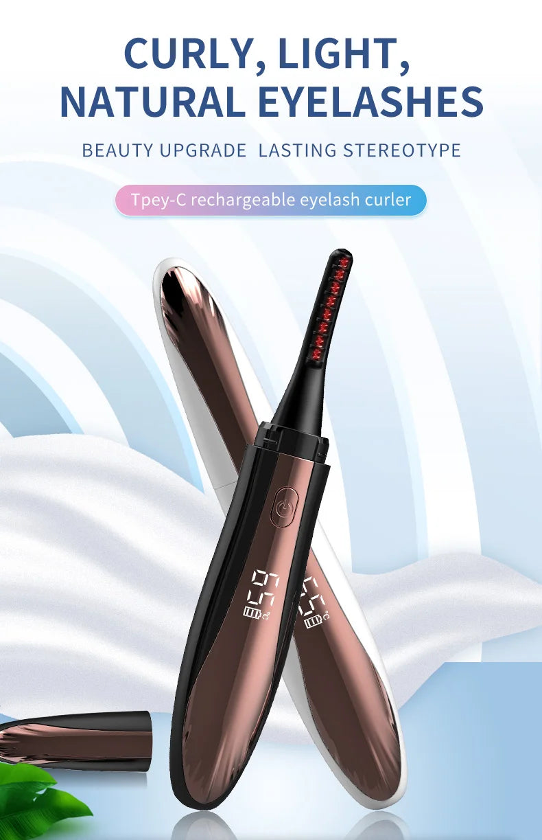 Heated Eye Lash Curler Natural Curling Makeup Revolution Portable Electric Eyelash Curlers Safe Anti-Burn Comb with LED Display