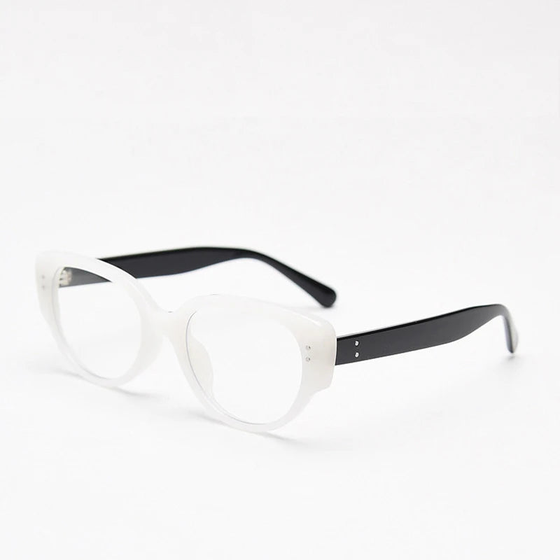 New Fashion Unisex Cat Eye Plain Glasses for Men Women Pc Frame Glasses for Party Eyeglasses Metal Studs Square Frame Eyewear