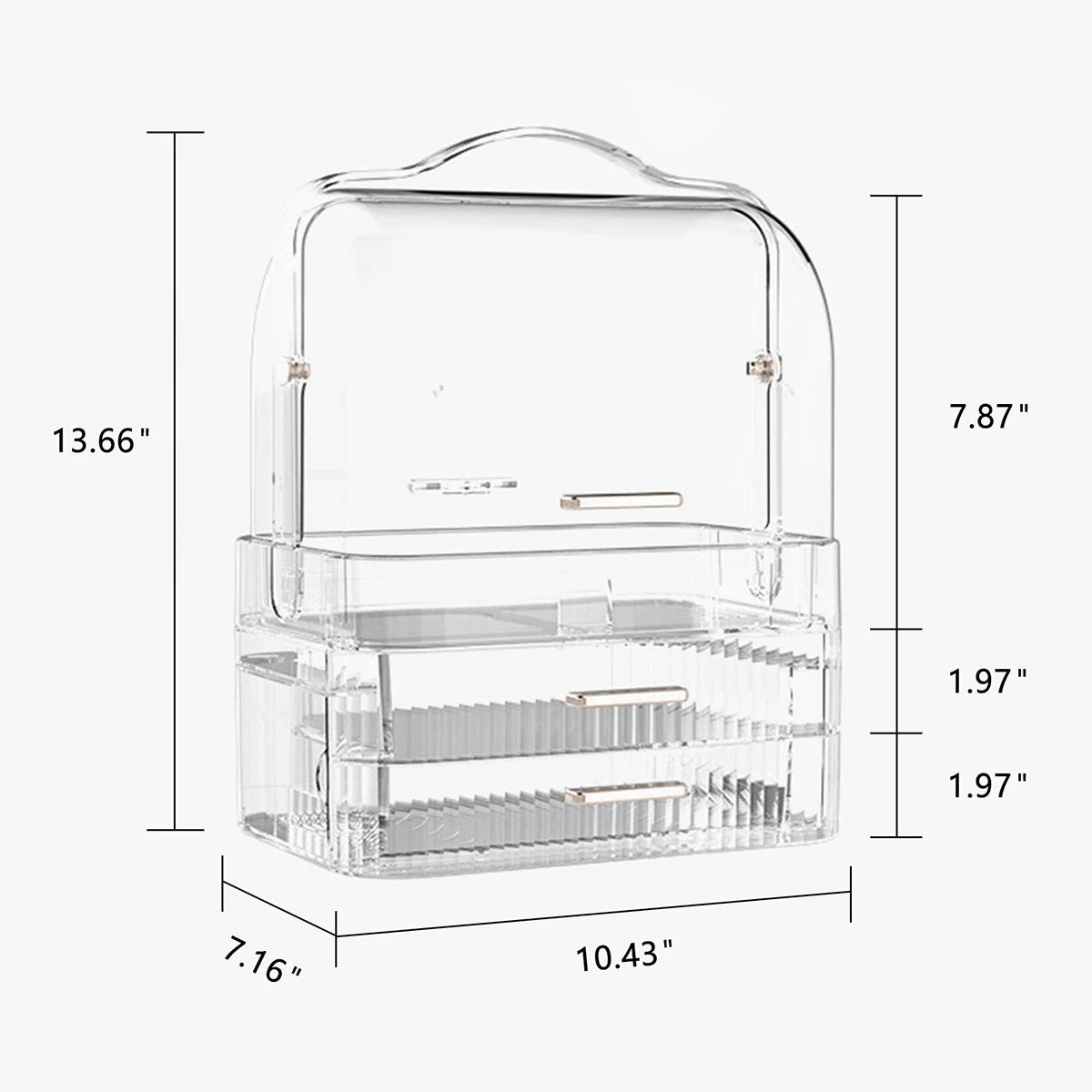2025 Large White Cosmetic Skincare Organiser Make-Up Storage Case 2 Drawers Box