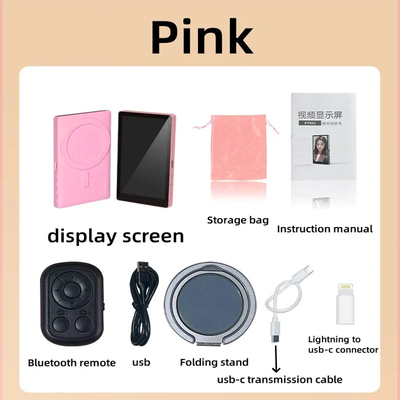 Phone Selfie Monitor Screen Wireless Magnetic Mount Vlog Phone Rear Camera Selfie WiFi Bluetooth Connection for Selfie Live