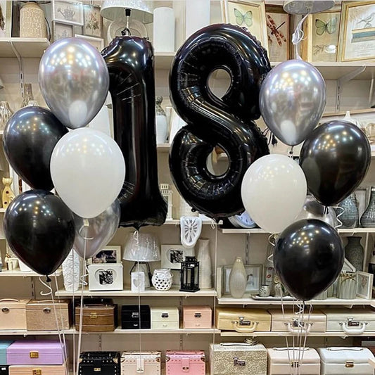 Number 18 Balloon 18 Digit Balloon Eighteen Figure Blue Green 18th Birthday Big Large Red Rose Golden Black Colorful 32inch Ball