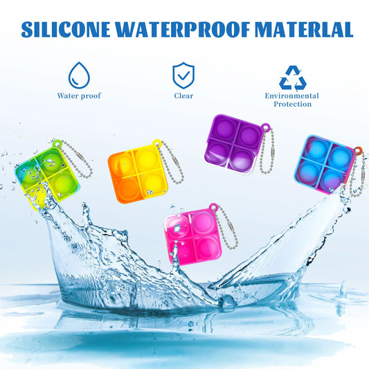 10-50pcs Mini Pop Keychain Toddler Sensory Fidget Toys Bulk Classroom Prizes Kids Birthday Party Favors Wedding Gift for Guests