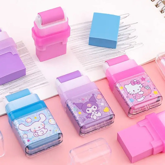 Sanrio All-Star Eraser For Students Cartoon Cute Kuromi Cinnamoroll My MelodyHello KittyPompompurin Roller Storage Eraser Gift