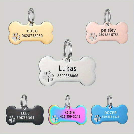 Personalized Engraved High Quality Dog Cat Tags with Name and Phone Number Bone Shaped Pet Pendant for Custom Pet Identification