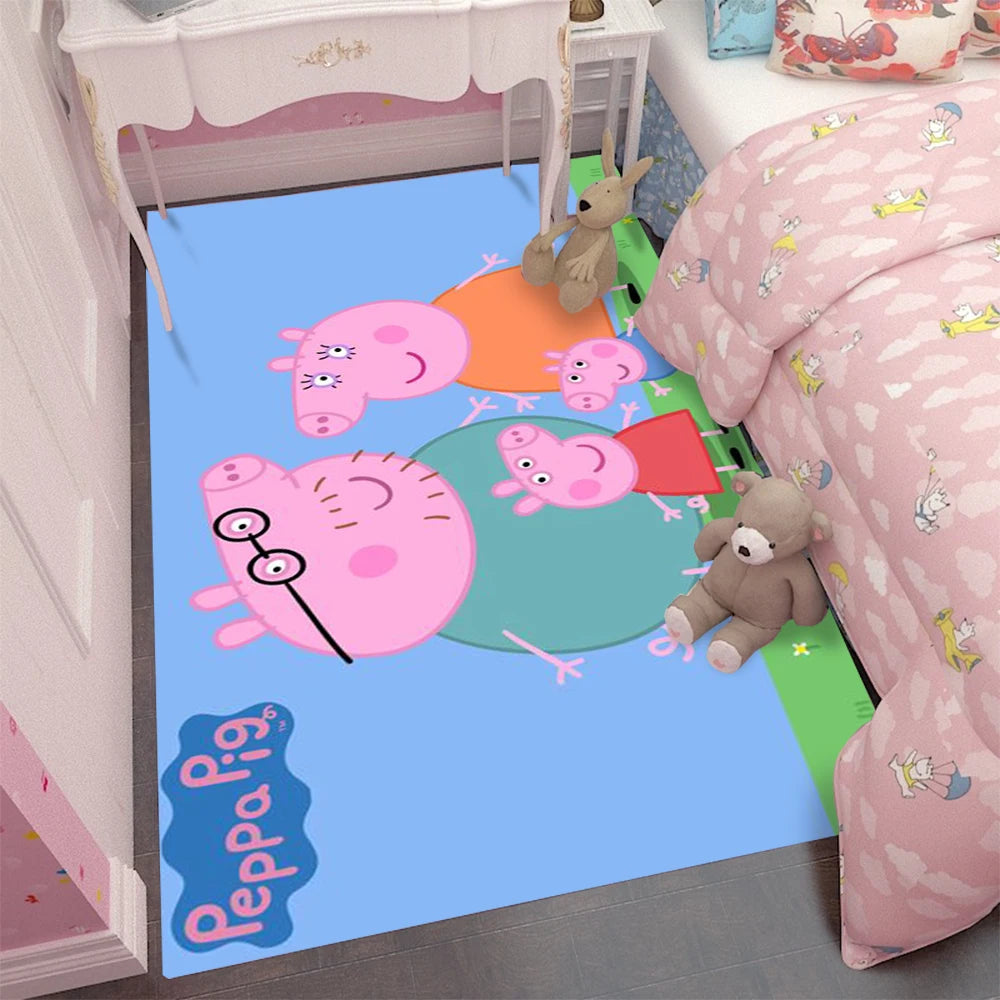 MINISO Cartoon P-Peppa-cute Pig Door Mat Kids Room Bedroom Decoration Balcony Anti-Slip Doormat Living Room Doormat Area Rug