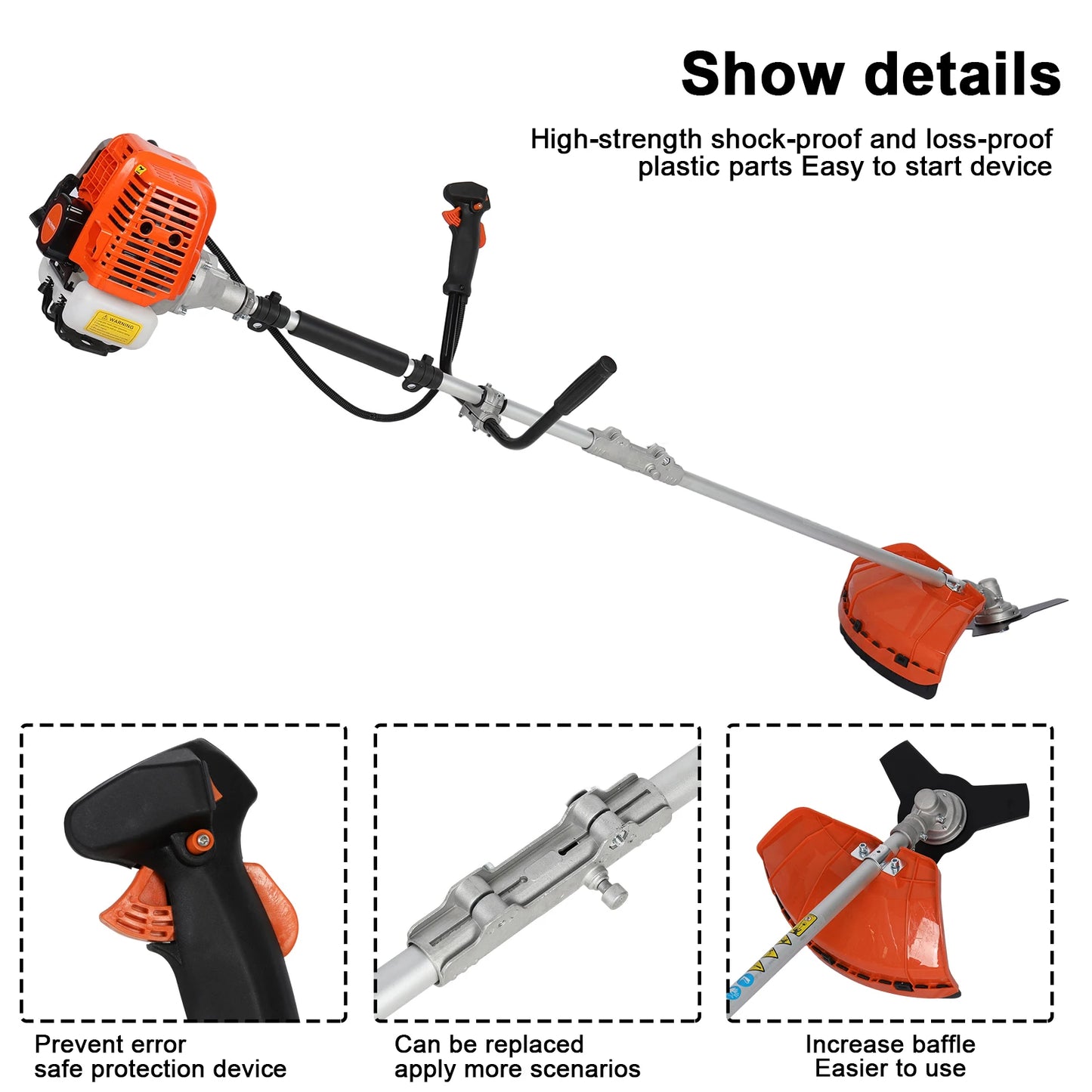 Weed Eater/ 52cc Weed Wacker Gas Powered 2-Cycle Gas String Trimmer/Edger 2 In 1 Brush Cutter Cutting Path Handheld Weed Eater 